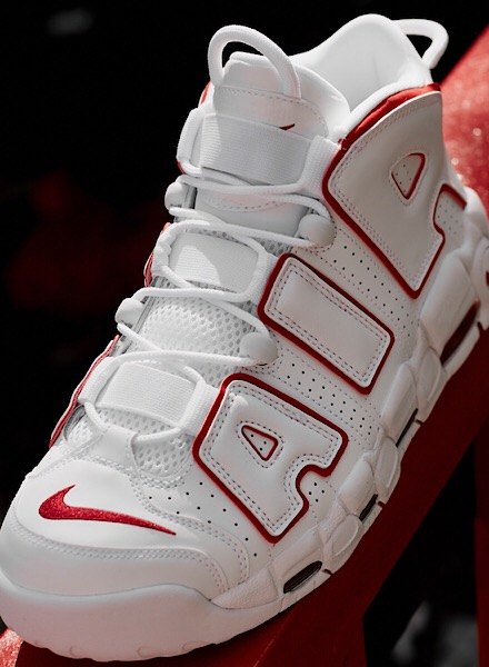 Nike Air More Uptempo White and Varsity Red